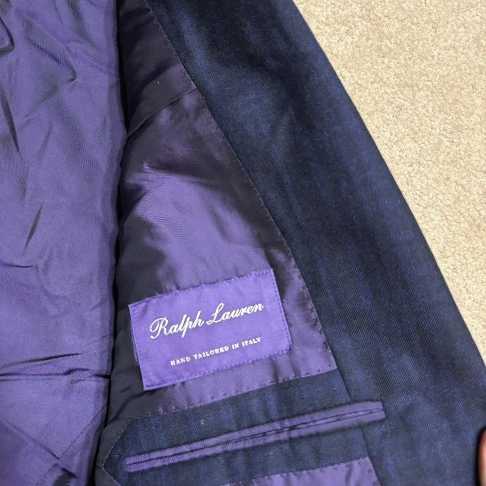 Ralph Lauren Purple Label Sport Coat Blazer 54 IT 42 US Cashmere Silk Blue Plaid